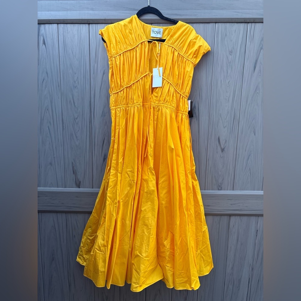 Tove Ceres Cotton Midi Dress Golden Yellow New with Tags! - Picture 9 of 15